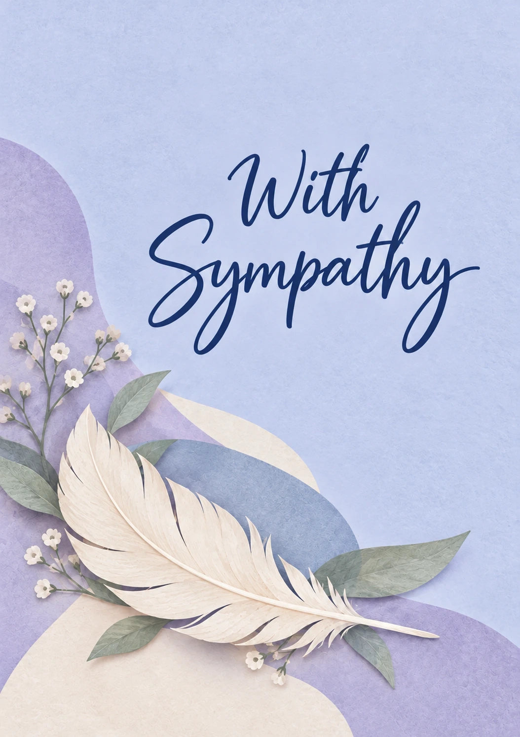 Soft Feather Floral Sympathy friendship Card for Friend