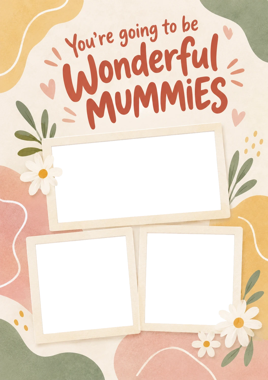 Wonderful Mummies Floral 3 Photo Upload New Baby Card for Daughter and Partner