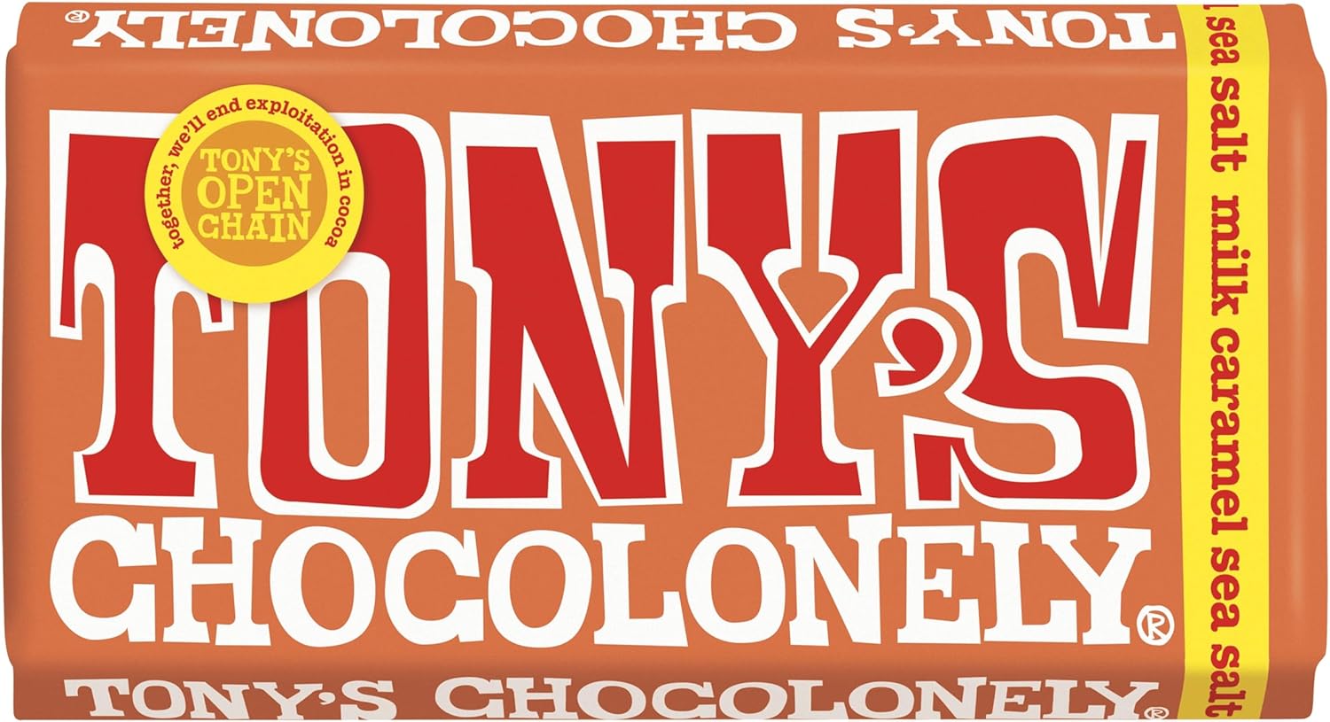 Tony's Chocolonely Milk Caramel Sea Salt Chocolate Bar - 180g (32%, Vegetarian)