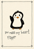 Load image into Gallery viewer, Funny Penguin Heart Flipper Anniversary Card

