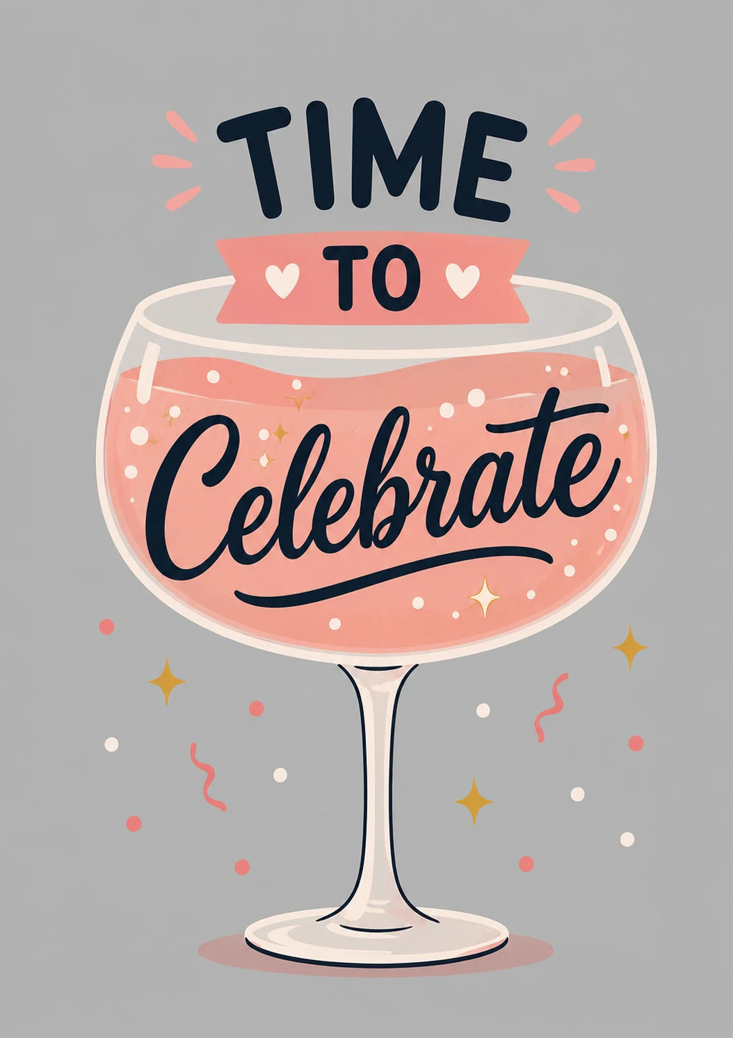 Time to Celebrate Cocktail Glass 25th Birthday Card for Her