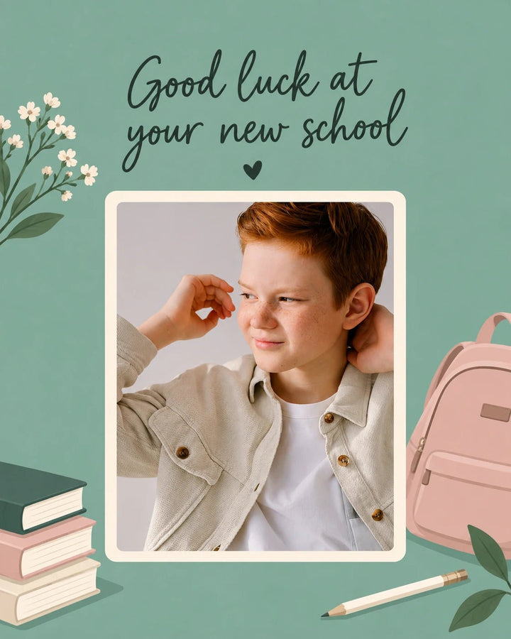 Good Luck at Your New School Photo Upload Back to School Card for Him