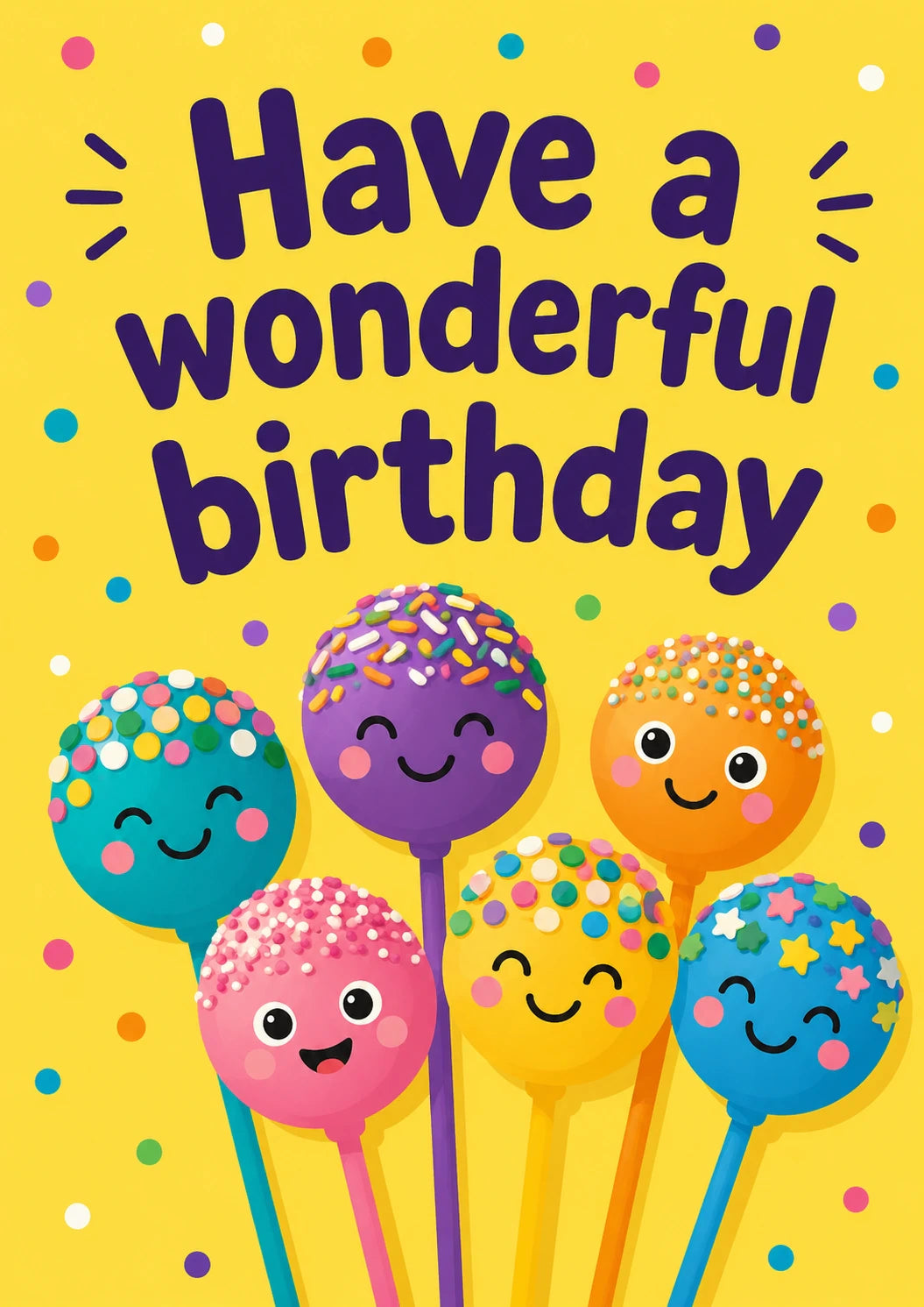 Cute Cake Pops Have a Wonderful Birthday Card