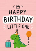 Load image into Gallery viewer, Cute Dinosaur Party Hat Little One Birthday Card
