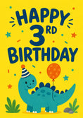 Load image into Gallery viewer, Cute Dinosaur Party Hat 3rd Birthday Card for Him
