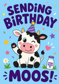 Load image into Gallery viewer, Funny Cute Cow Birthday Moos Kids Birthday Card
