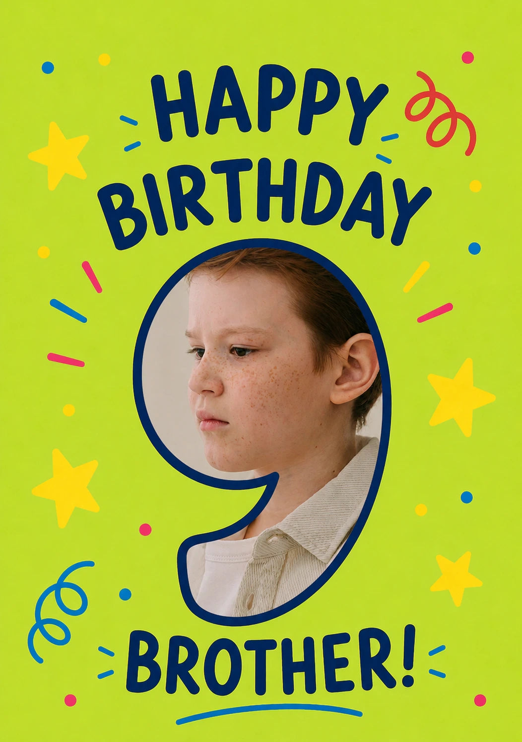 Happy Birthday Brother 9th Photo Upload Birthday Card for Him