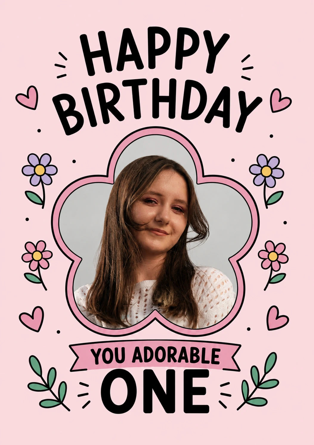 Happy Birthday You Adorable One Photo Upload Birthday Card for Her