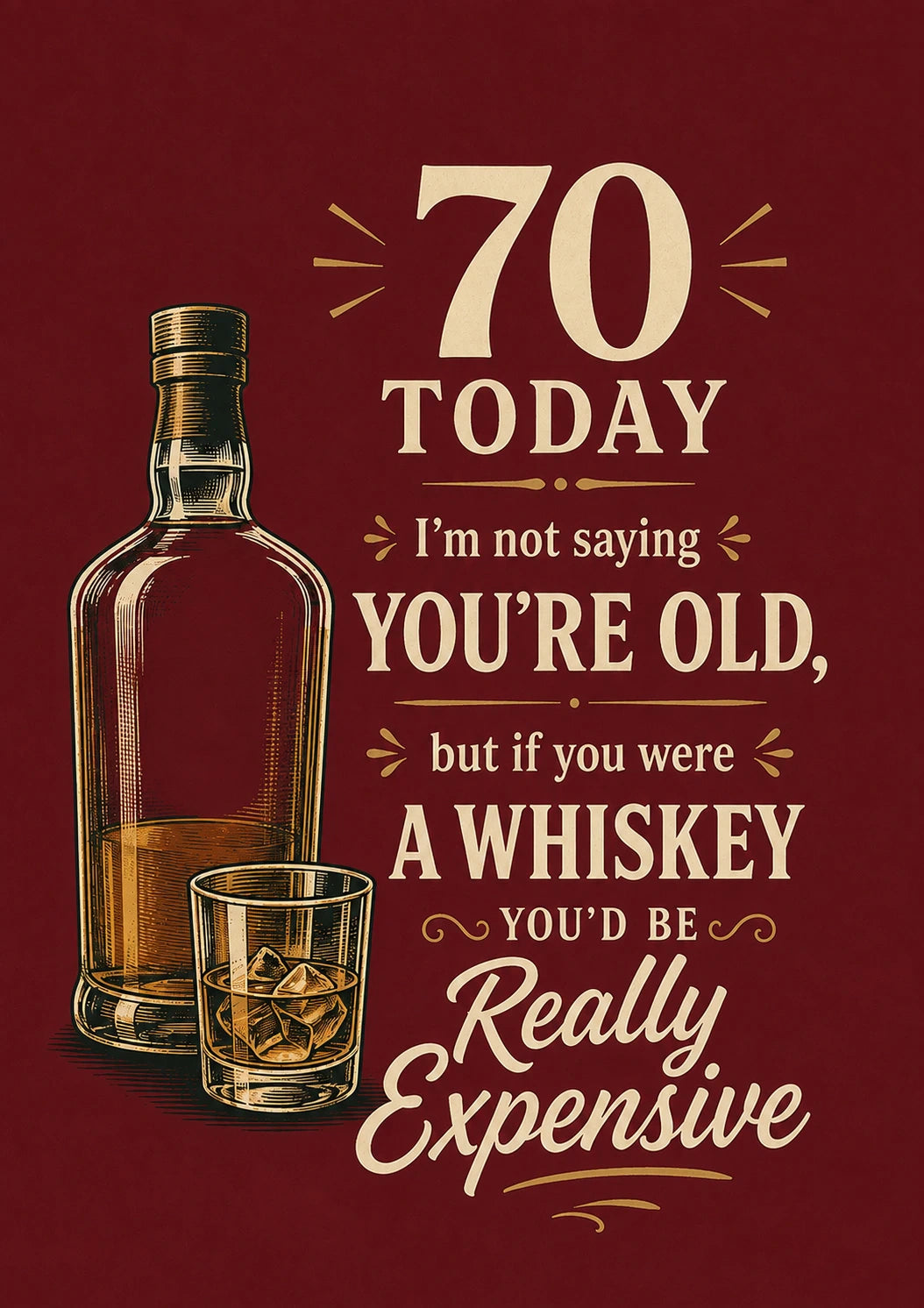 Funny Whiskey Bottle Really Expensive 70th Birthday Card for Him