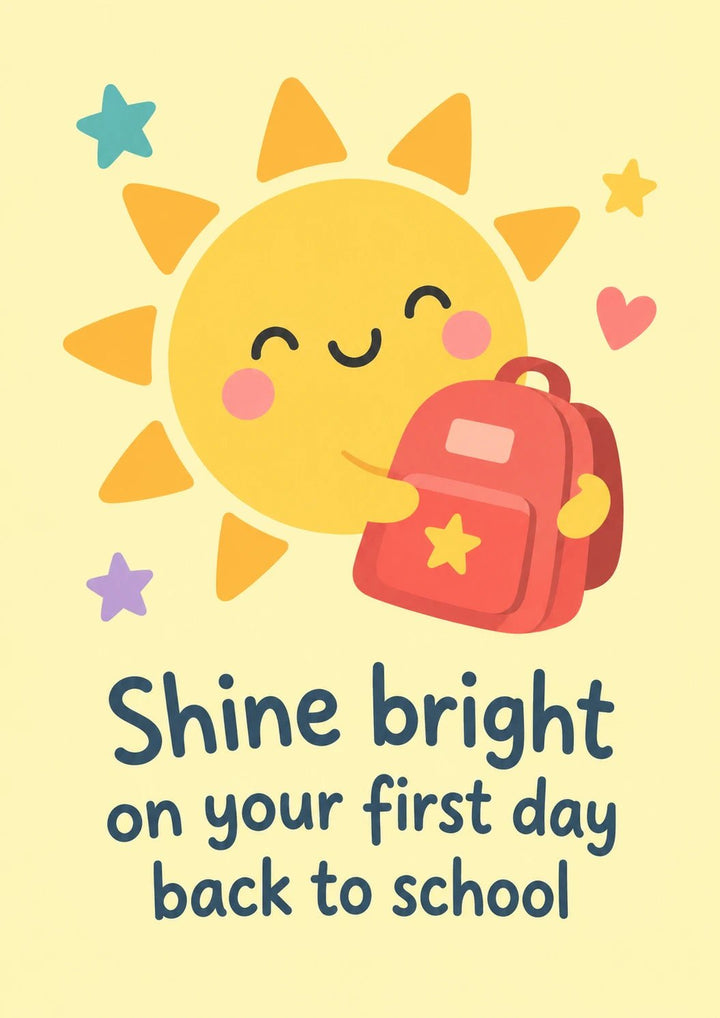 Cute Sunshine with Backpack Back to School Card
