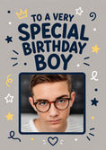Load image into Gallery viewer, Special Birthday Boy Stars Photo Upload Birthday Card for Him
