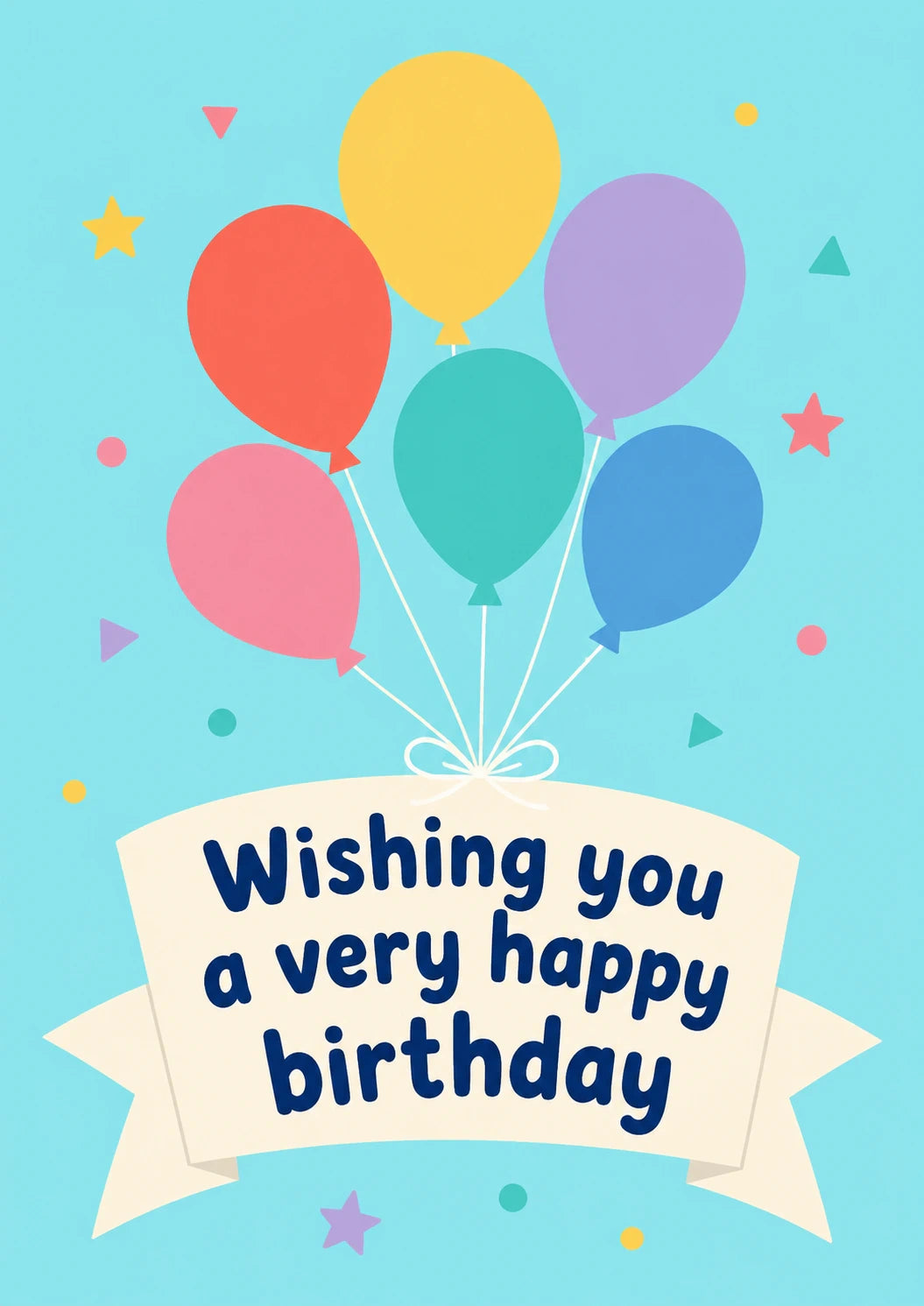 Colourful Balloon Bunch Happy Birthday Card