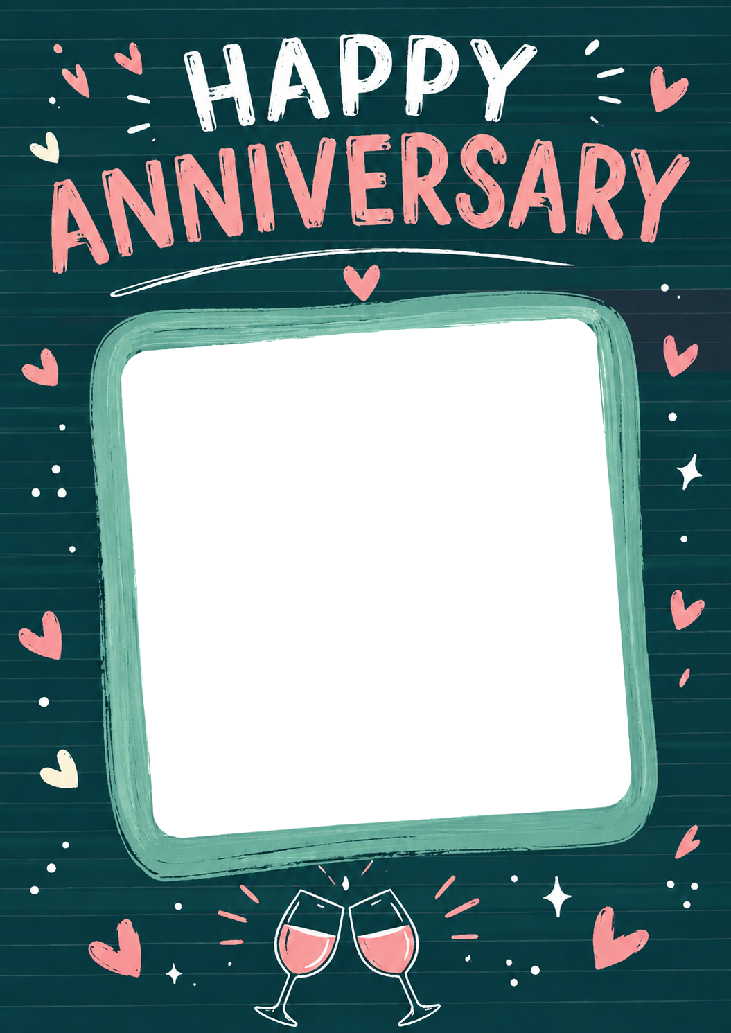 Happy Anniversary Hearts and Wine Photo Upload Anniversary Card