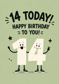 Load image into Gallery viewer, Cute Character Numbers 14th Birthday Card
