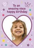 Load image into Gallery viewer, Amazing Niece Stars and Hearts Photo Upload Birthday Card for Her
