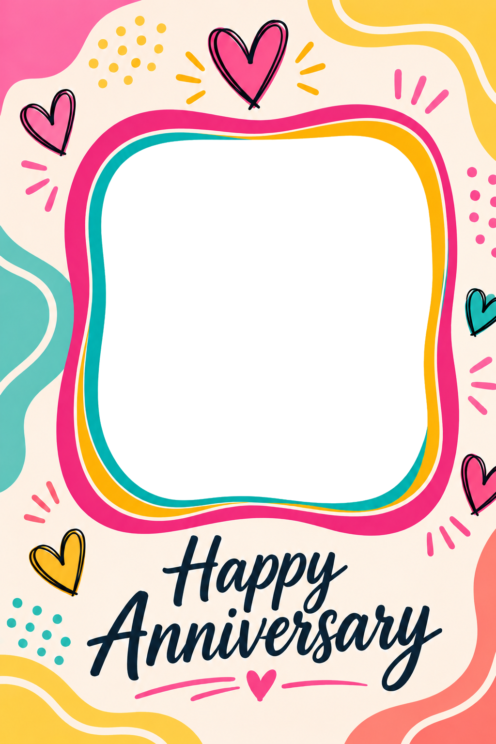 Bright Colourful Hearts Photo Upload Anniversary Card