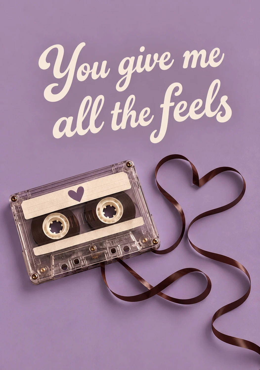 Retro Cassette Tape All The Feels Valentine's Day Card for Fiancee