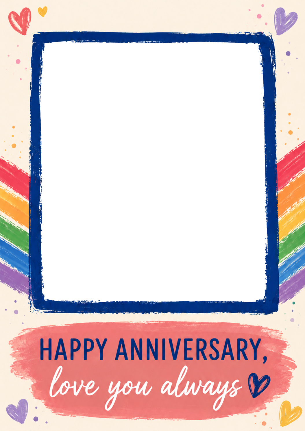 Rainbow Pride Hearts Photo Upload Anniversary Card