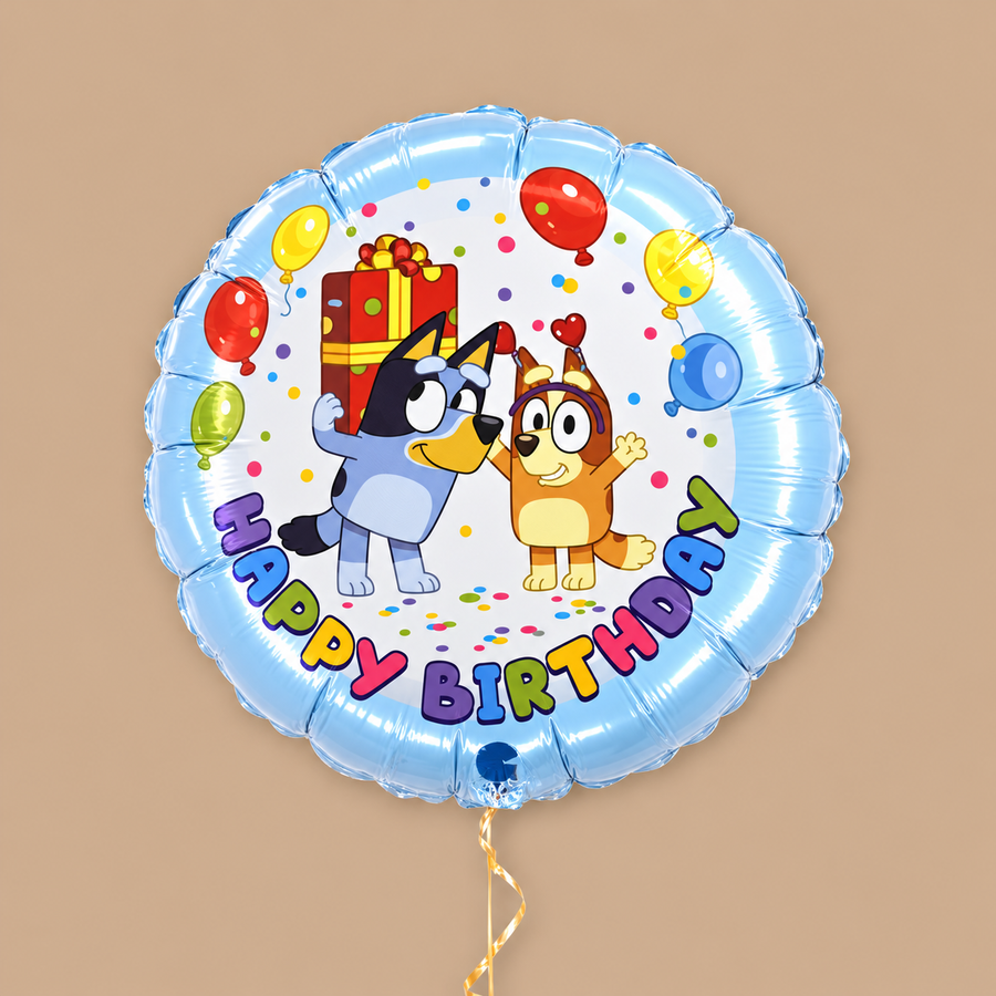Blue Cartoon Happy Birthday Ballon In A Box