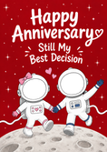 Load image into Gallery viewer, Funny Astronaut Couple on the Moon Photo Upload Anniversary Card
