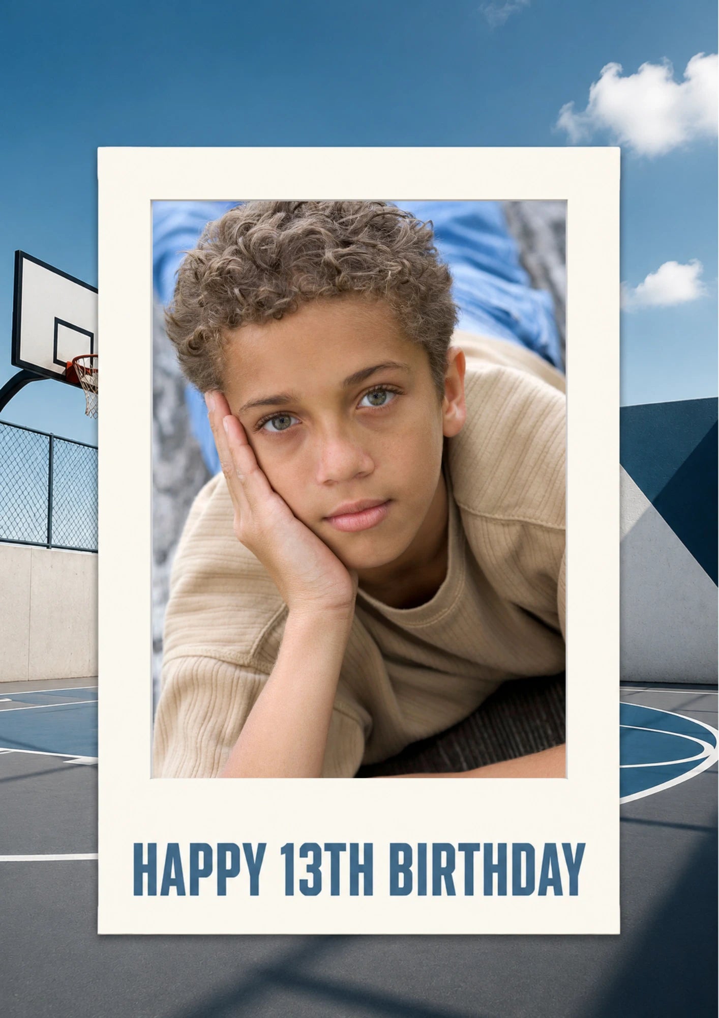 Basketball Court Photo Upload 13th Birthday Card for Him