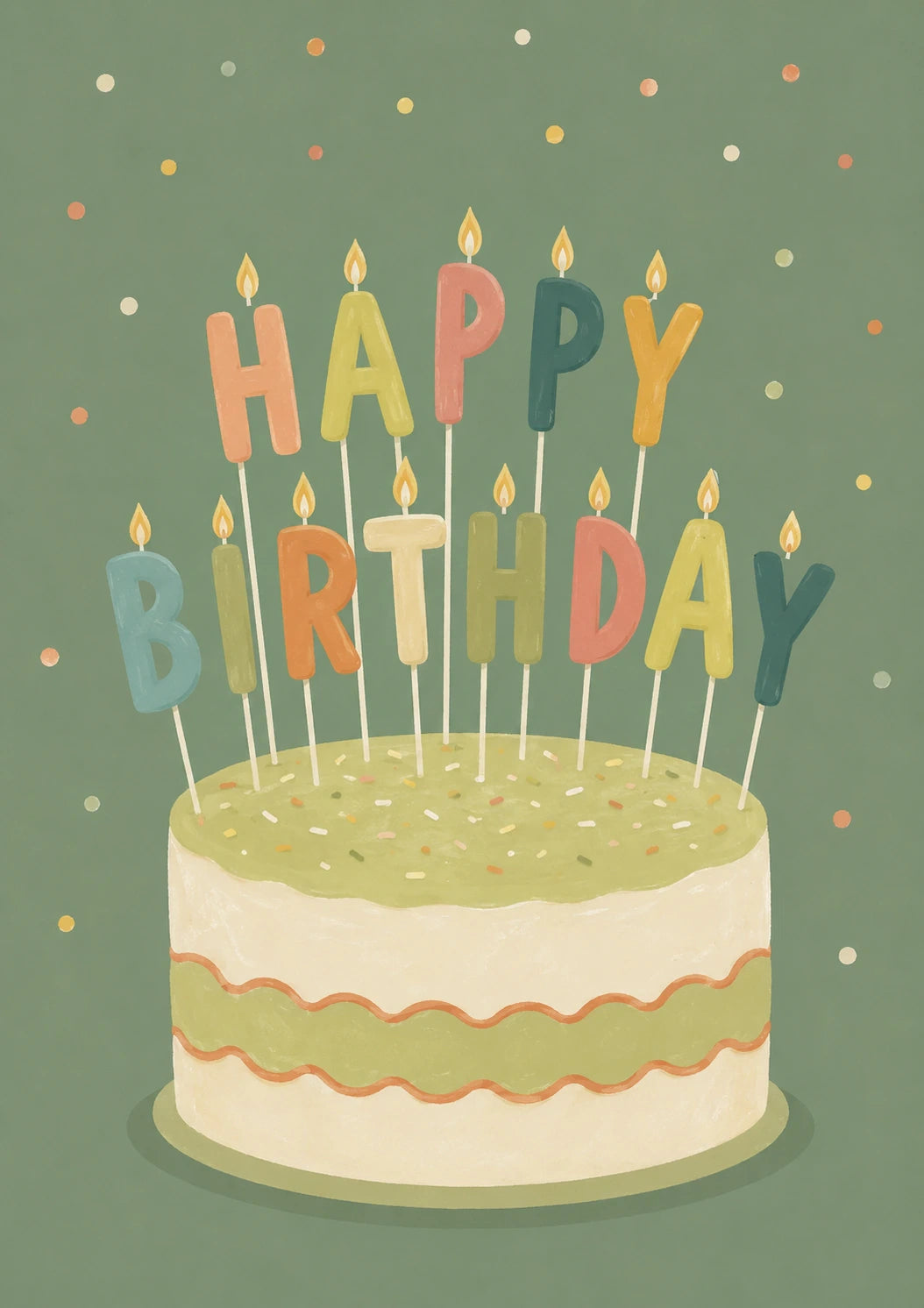 Colourful Letter Candles Cake 25th Birthday Card
