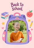 Load image into Gallery viewer, Purple Backpack Design Photo Upload Back to School Card
