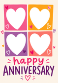 Load image into Gallery viewer, Colourful Hearts Four Photo Upload Anniversary Card
