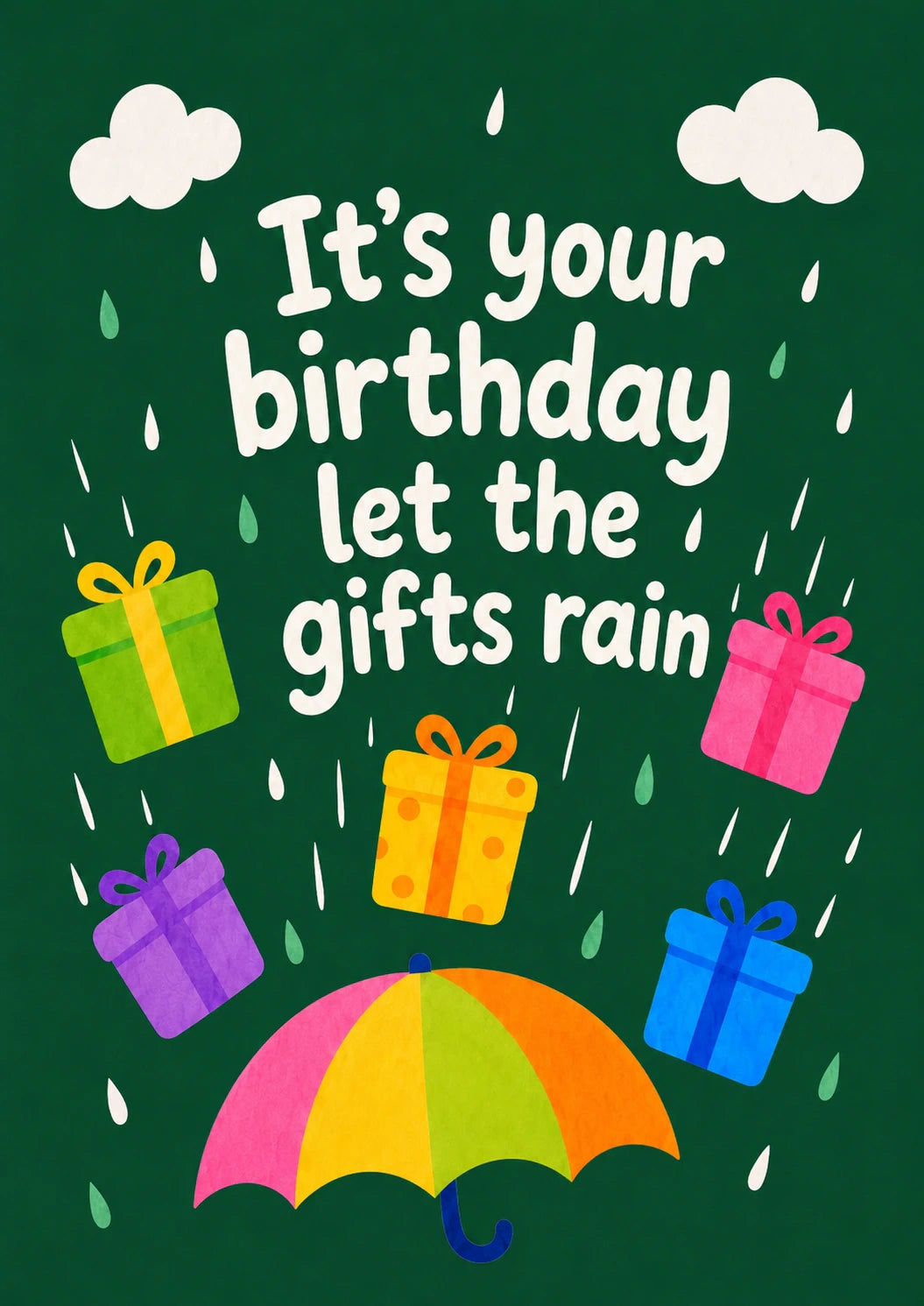 Funny Let the Gifts Rain Umbrella Birthday Card