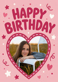 Load image into Gallery viewer, Happy Birthday Pink Hearts Photo Upload Birthday Card for Her
