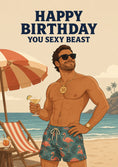 Load image into Gallery viewer, Funny Sexy Beast Beach Hunk 30th Birthday Card for Him

