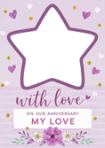 Load image into Gallery viewer, Purple Hearts and Stars Photo Upload Anniversary Card for Her
