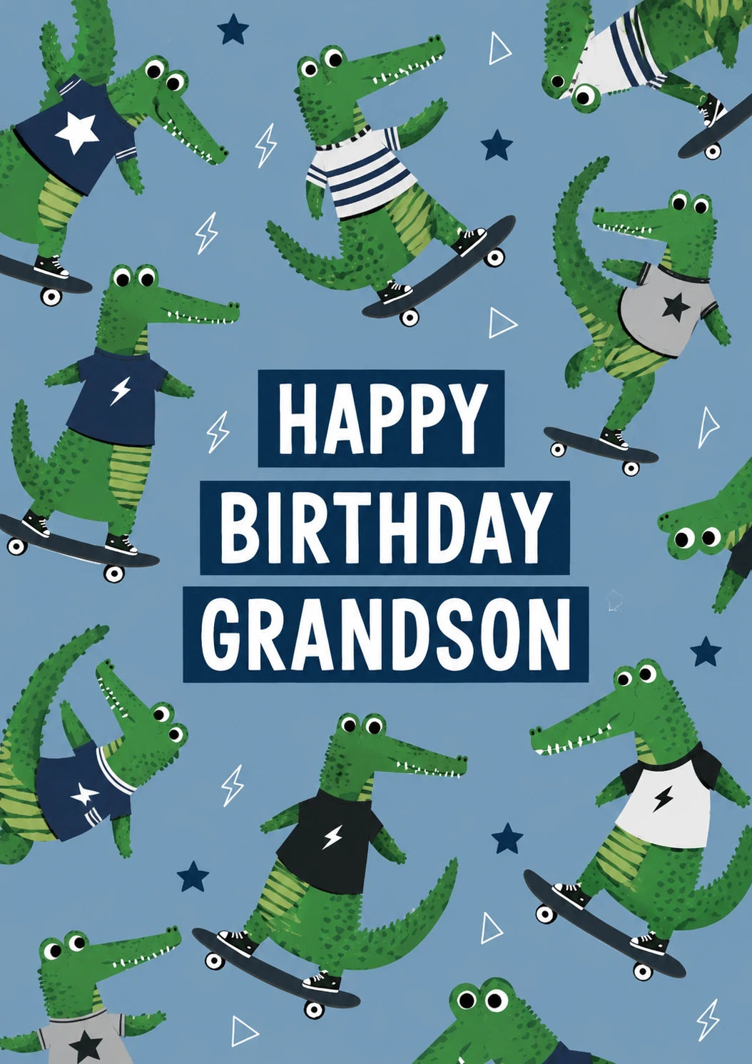 Skateboarding Crocodiles Grandson 14th Birthday Card for Him