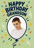 Load image into Gallery viewer, Happy Birthday Grandson Balloon Photo Upload Birthday Card for Him
