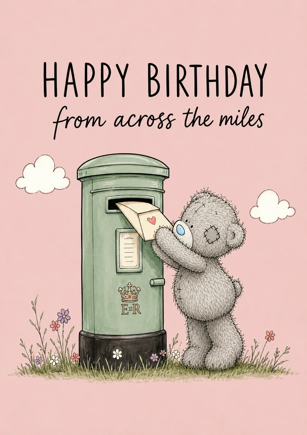 Tatty Teddy Postbox From Across the Miles Birthday Card