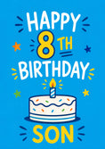 Load image into Gallery viewer, Blue Cake Sprinkles 8th Birthday Card for Him
