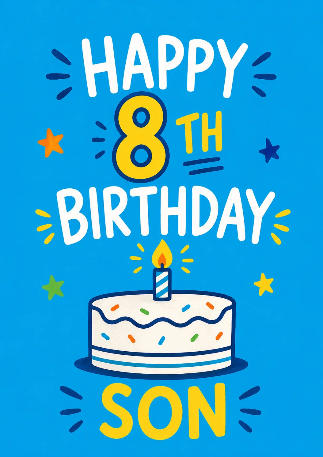 Blue Cake Sprinkles 8th Birthday Card for Him