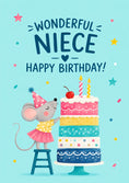 Load image into Gallery viewer, Cute Mouse and Cake Niece 12th Birthday Card for Her
