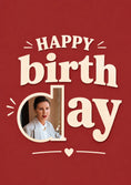 Load image into Gallery viewer, Bold Red Typography Photo Upload Birthday Card for Her
