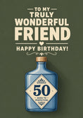 Load image into Gallery viewer, Blue Gin Bottle Aged to Perfection 50th Birthday Card
