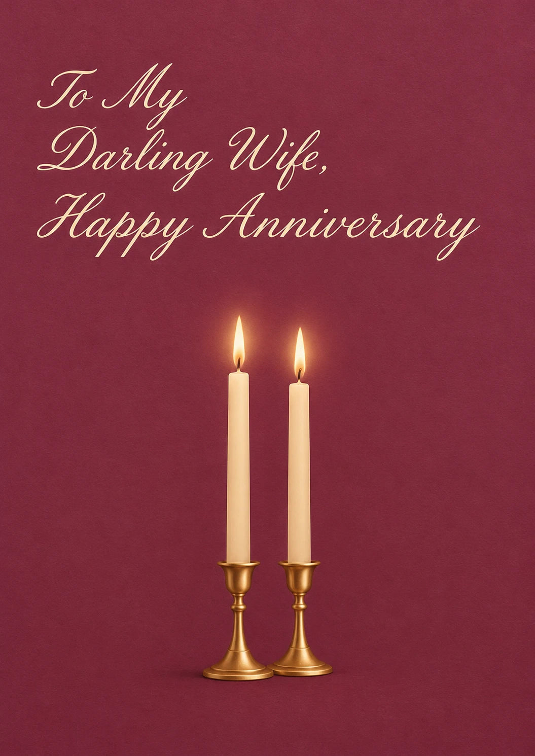 Romantic Candlelit Wife Happy Anniversary Card for Her