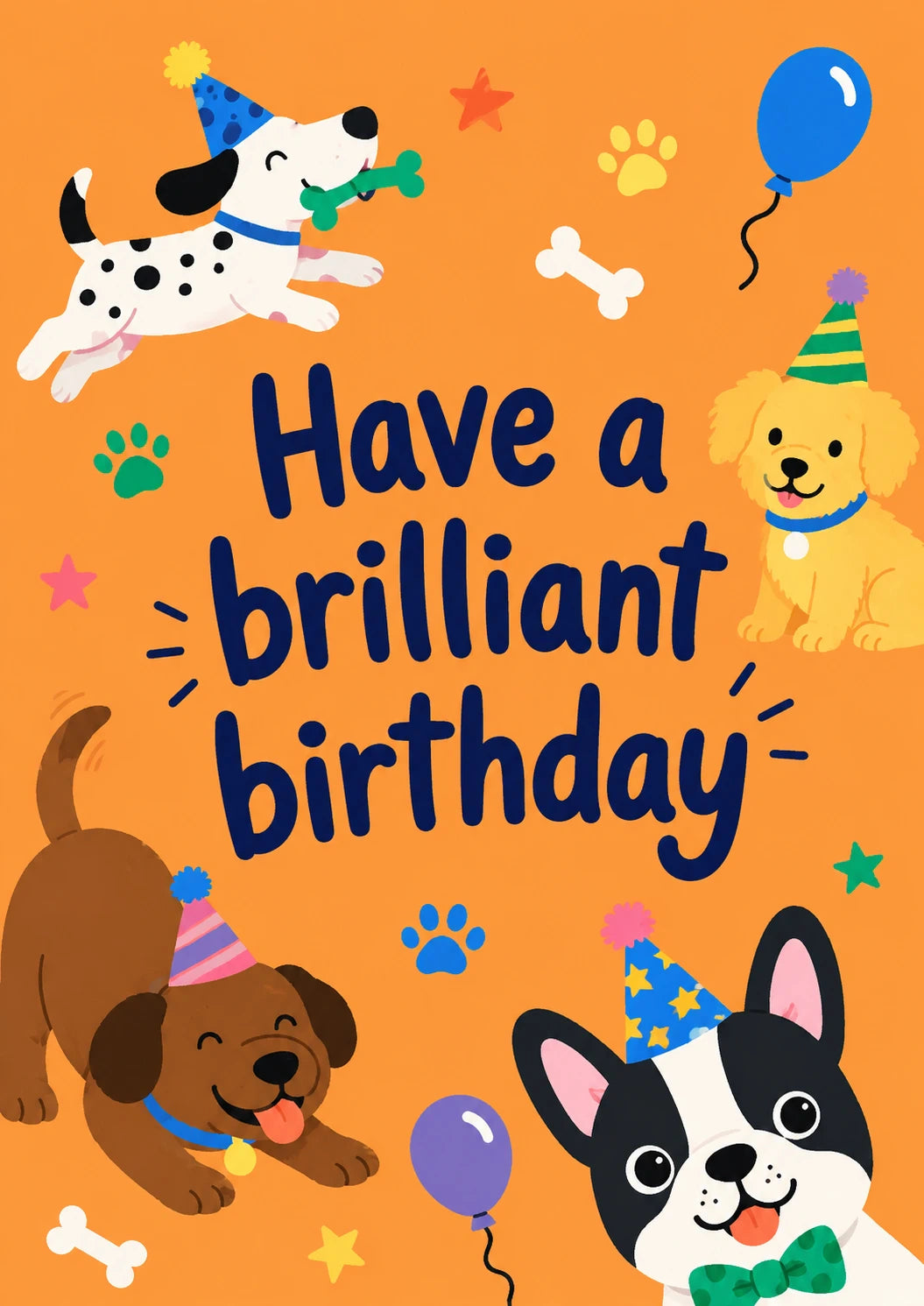 Cute Party Dogs Have a Brilliant Birthday Card