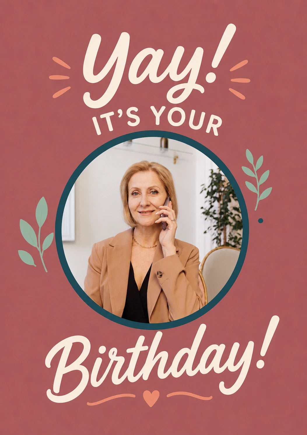 Yay It's Your Birthday Script Photo Upload Birthday Card for Her