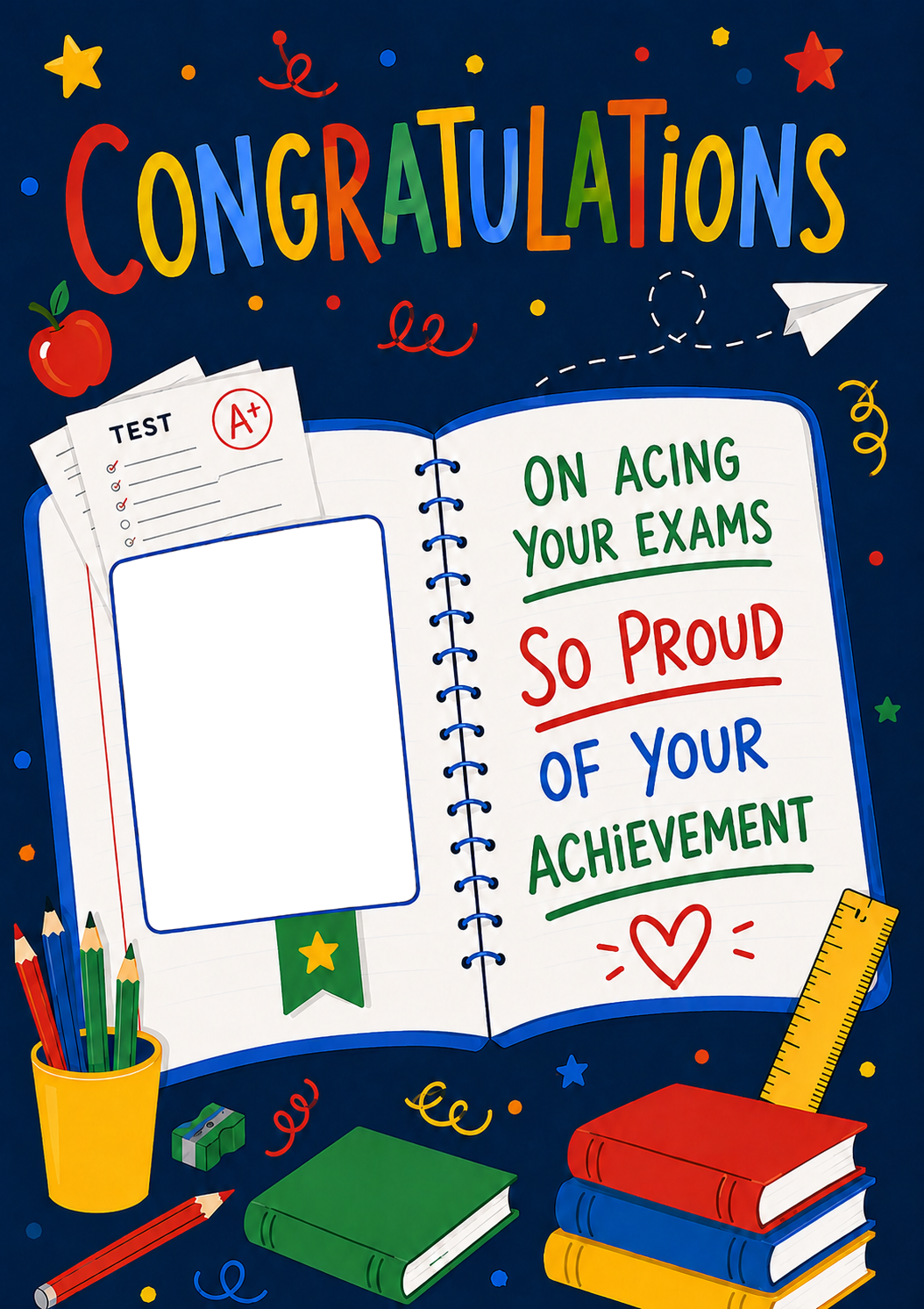 Acing Your Exams Notebook Photo Upload Congratulations Card