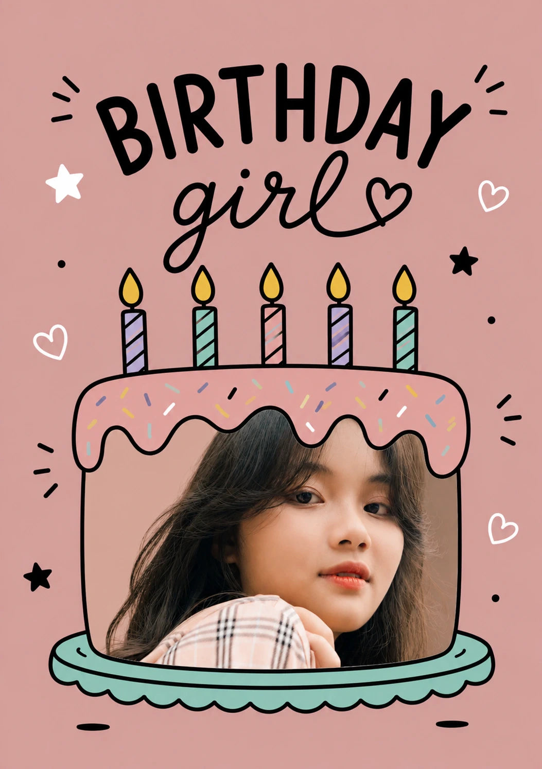 Birthday Girl Cake Photo Upload Birthday Card for Her