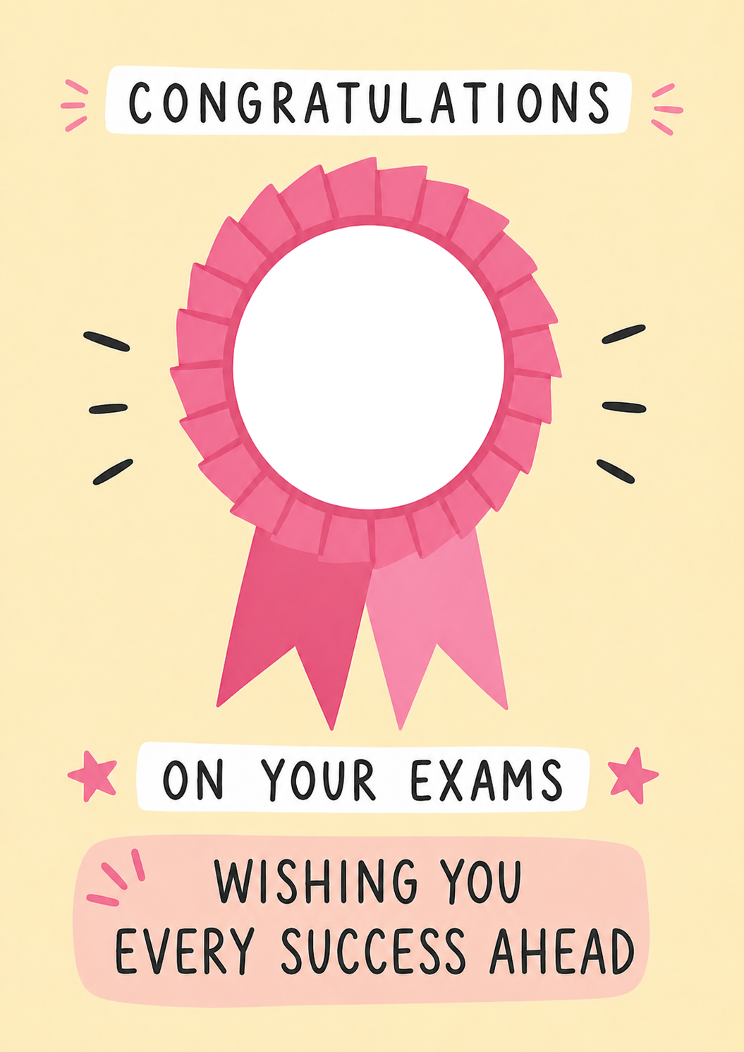 Pink Rosette Ribbon Photo Upload Congratulations Card