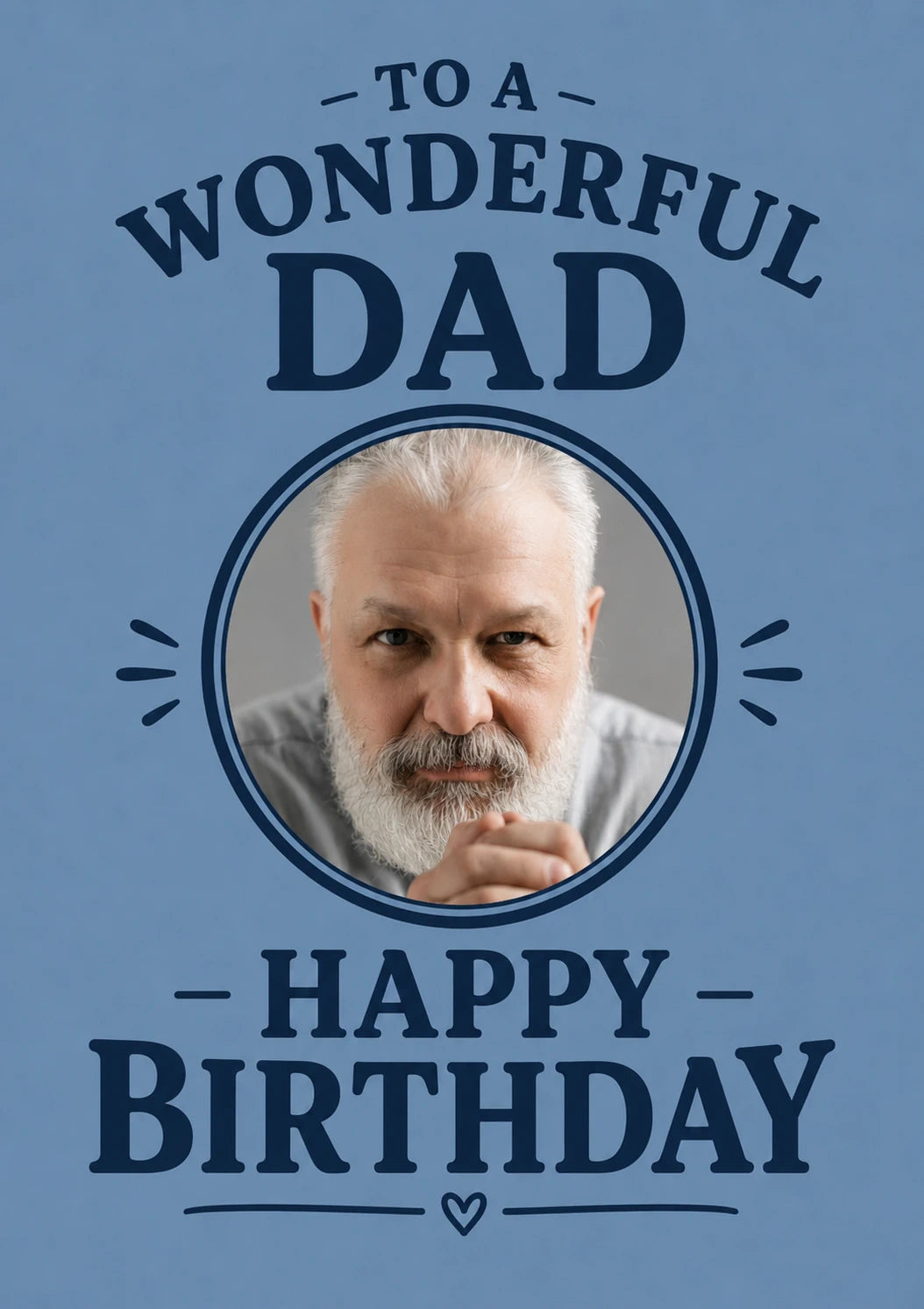Wonderful Dad Blue Bold Photo Upload Birthday Card for Him