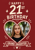 Load image into Gallery viewer, Red Heart Banner 21st Photo Upload Birthday Card for Her
