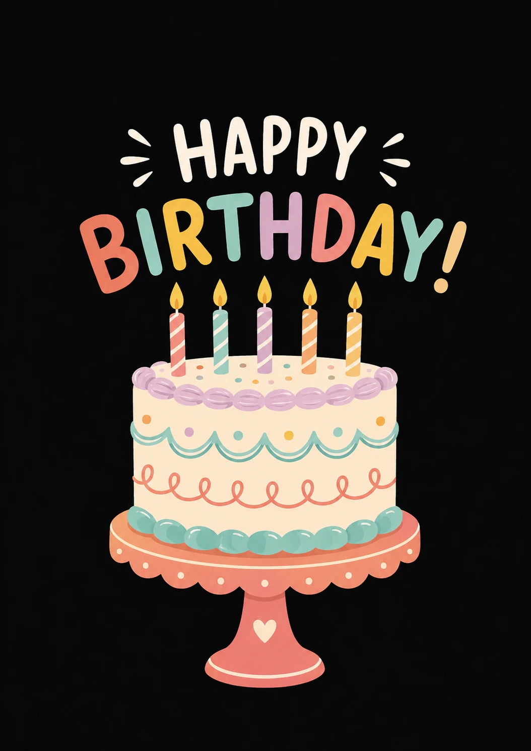 Colourful Cake and Candles 40th Birthday Card