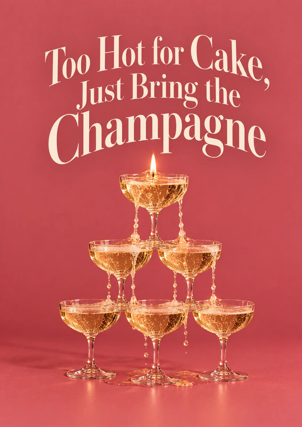 Funny Too Hot for Cake Champagne Tower 60th Birthday Card